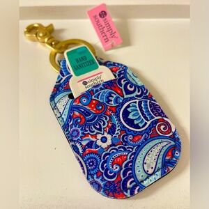 Simply Southern Blue and Red Paisley Bag Charm Hand Sanitizer Holder